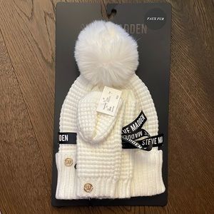 Steve Madden Faux Fur Hat & Hand Warmer Set